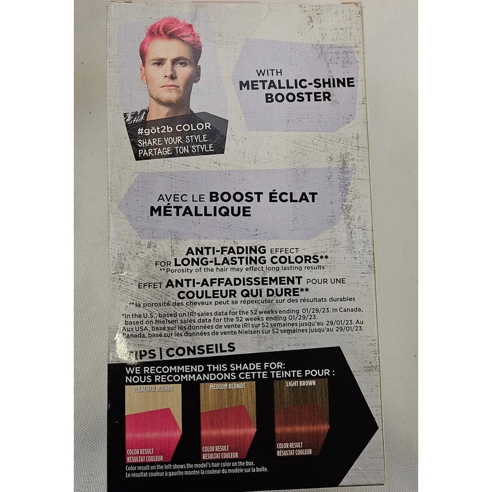 Got2b Metallics Hair Color M87 Pink Passion 2 Boxes Permanent Pink Dye New